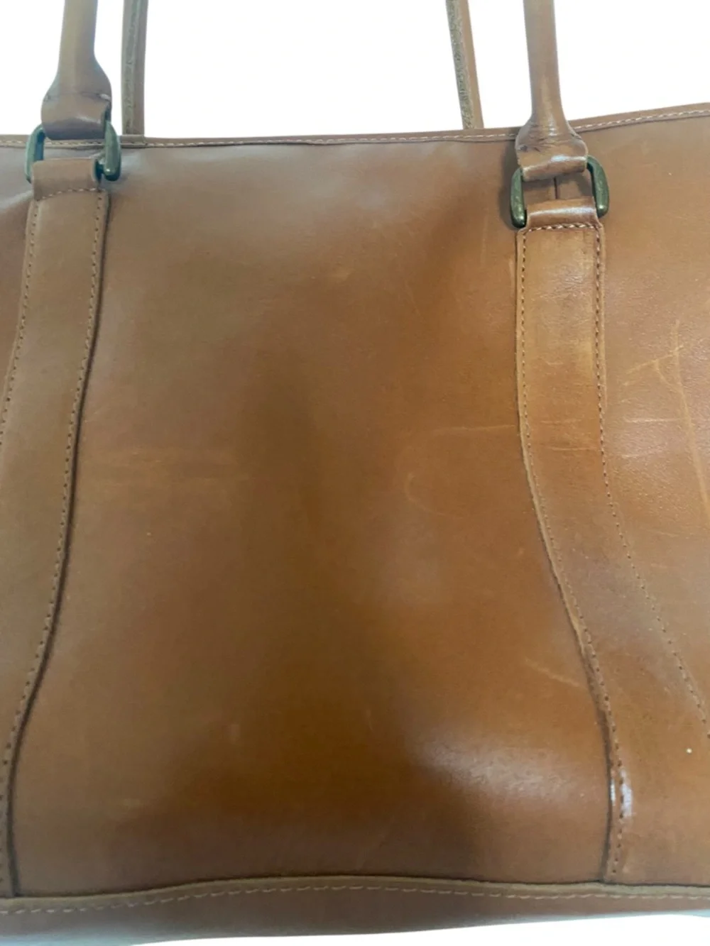 Vintage 1990s L.L. Bean Brown Genuine Leather Field & Town Satchel Tote Bag